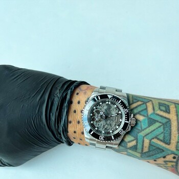 Custom Seiko Mod • Black Skeleton Submariner • 40mm